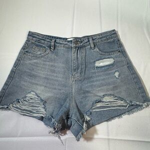 Annie Blue Jean Shorts Distressed High-Waisted